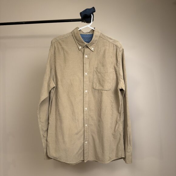 Jack & Jones Light Brown/Tan Long Sleeve Corduroy Button-Up Shirt (Medium) - Picture 1 of 5